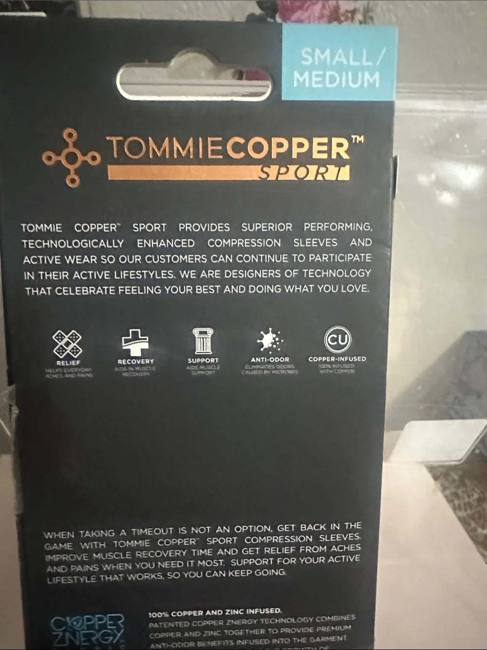 Tommie Copper Compression Wrist Sleeve in Black Sz S/M NWT